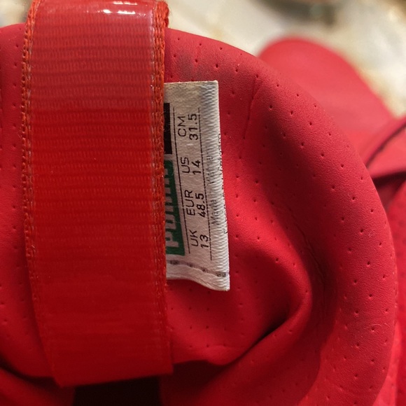 Puma Rare Apex Velcro Mid Red and Gold Mens Sneaker (used) Sz 14 - Picture 3 of 5